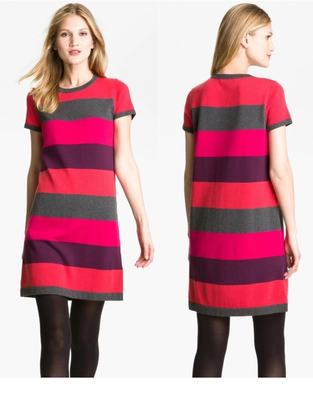 Calvin Klein Red, Pink, Purple and Gray Knit Dress size large